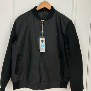 Ferrari F-Collection Men’s Black Leather Bomber Jacket - Small